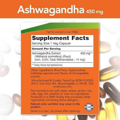 Ashwagandha (NOW) - 450 mg - 90 Veg Capsules