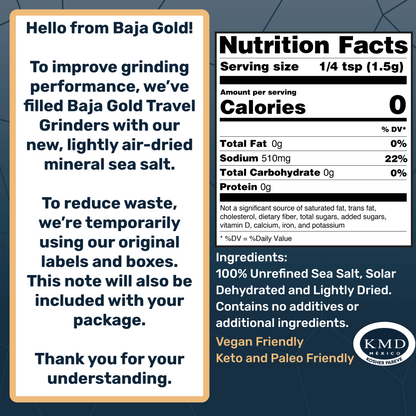 Baja Gold Mineral Sea Salt - Grinders