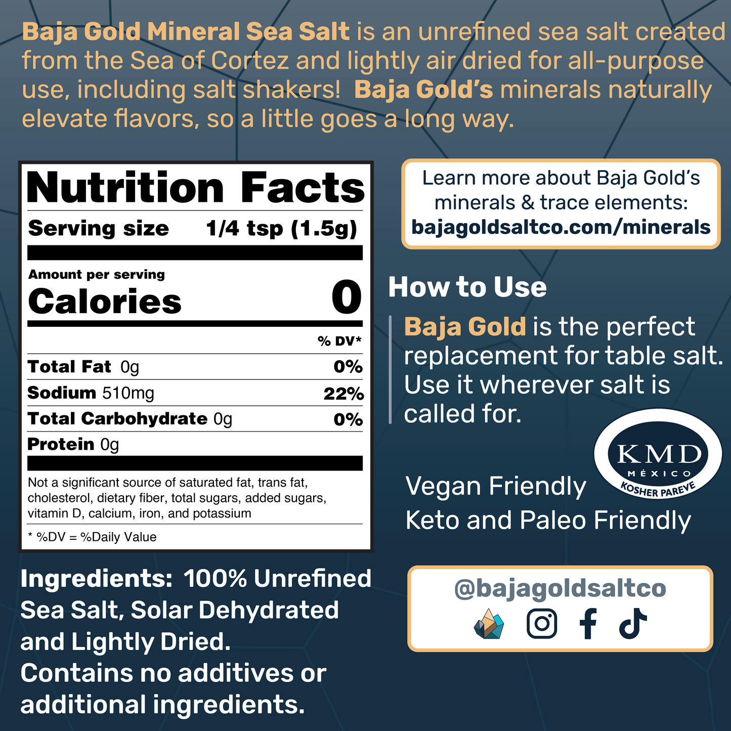 Baja Gold Mineral Sea Salt - Shakers