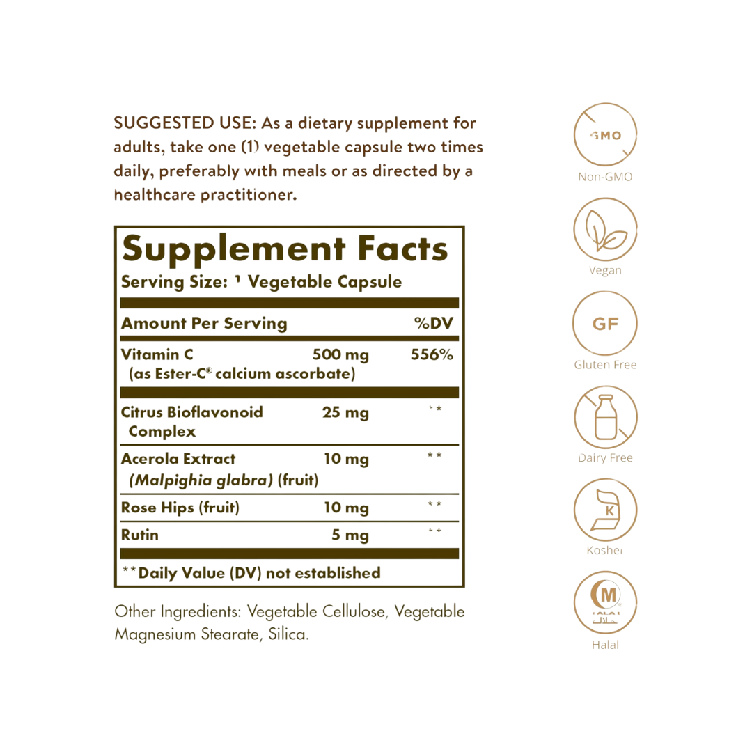 Ester-C Plus Vitamin C - 500 mg - Veg Capsules
