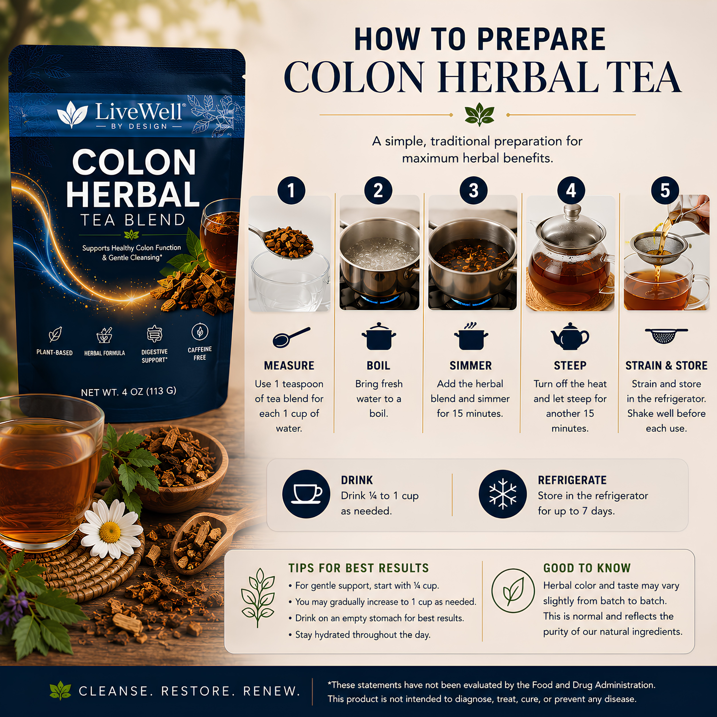 Colon Herbal Tea Blend, 4.0 oz. (New Packaging)