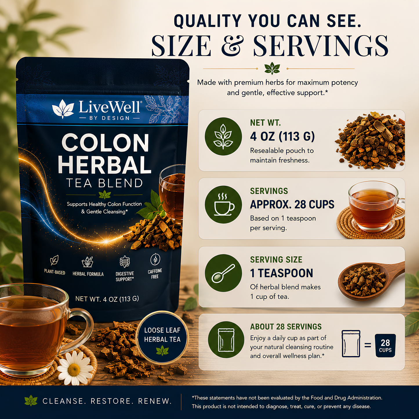 Colon Herbal Tea Blend, 4.0 oz. (New Packaging)