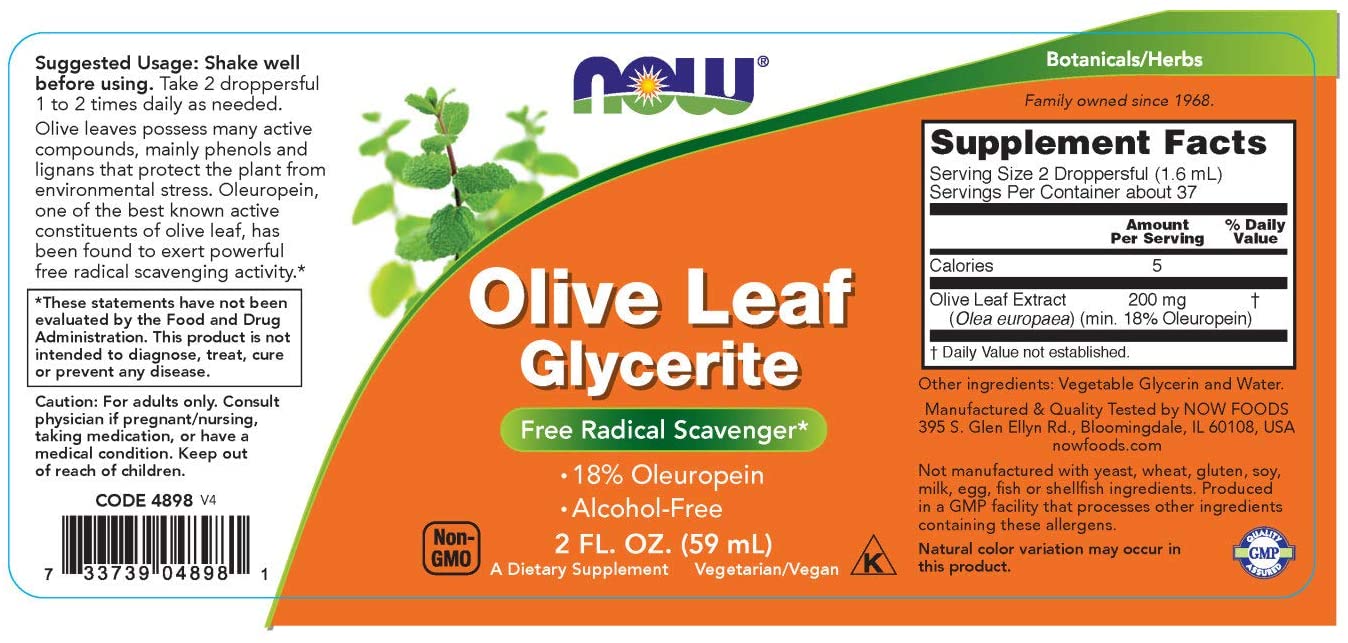 Olive Leaf Glycerite (NOW) - 2 oz.